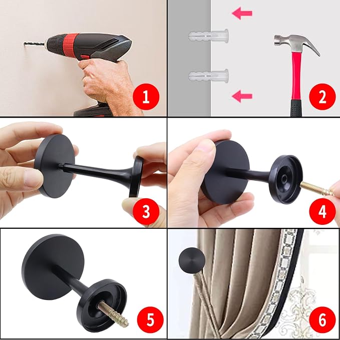 Curtain Tiebacks 2 Pack Curtain Holdbacks Zinc Alloy Curtain Tiebacks Wall - Image 6