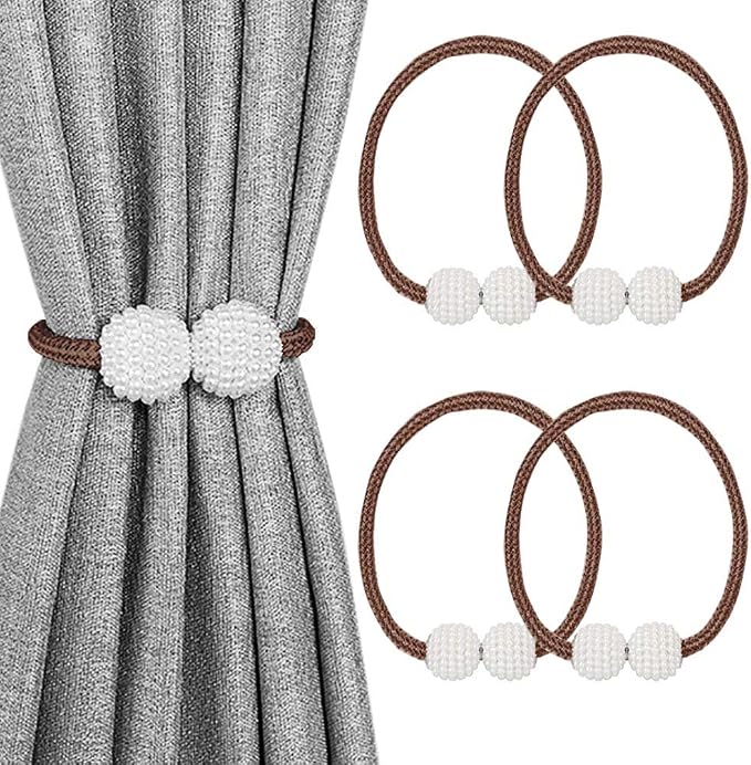 Melaluxe 4 Pack Magnetic Curtain Tiebacks, Decorative Curtain Holdbacks by Melaluxe
