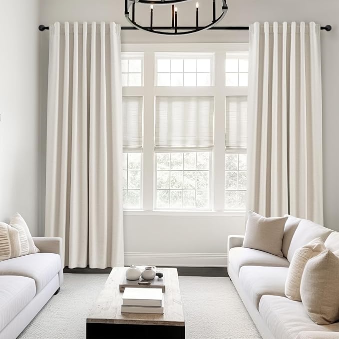 Topfinel Cream Linen Blackout Curtains 84 Inch Long - Image 2