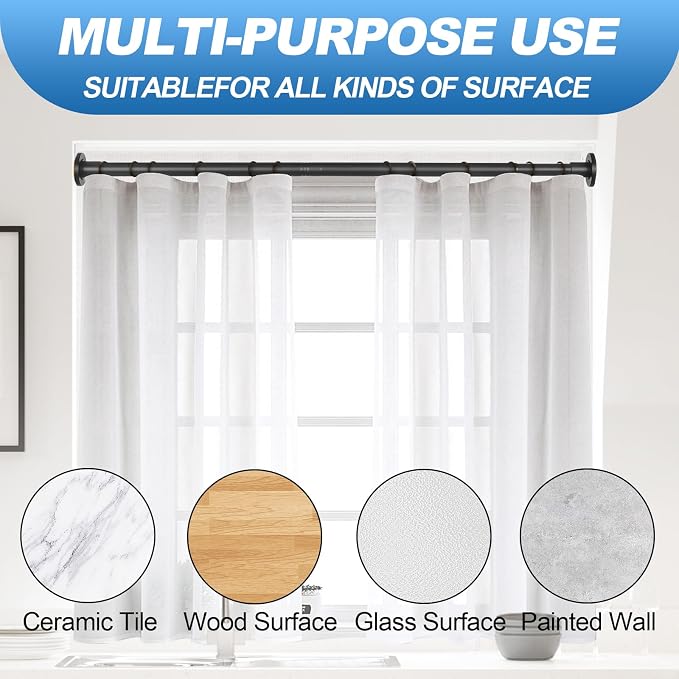 CorkLatta Black Shower Curtain Rod 31 to 80 Inch, 1 Inch Diameter Adjustable - Image 5