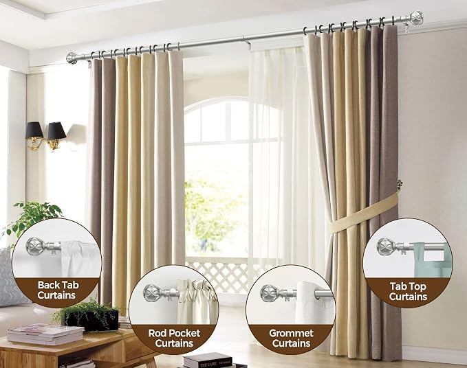 KAMANINA 2 Pack Curtain Rods for Windows 48 to 84 Inch, Antique Silver Heavy - Image 4