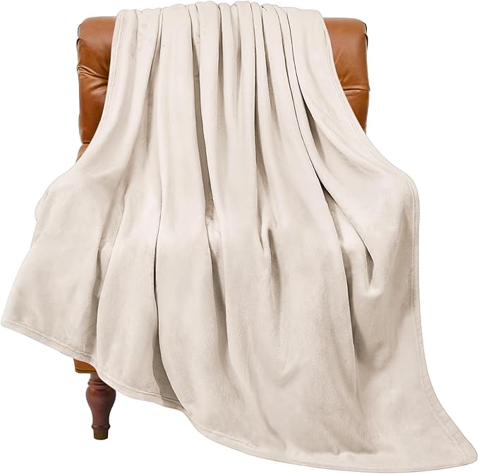 BEDELITE Fleece Blanket Beige Throw Blankets by BEDELITE