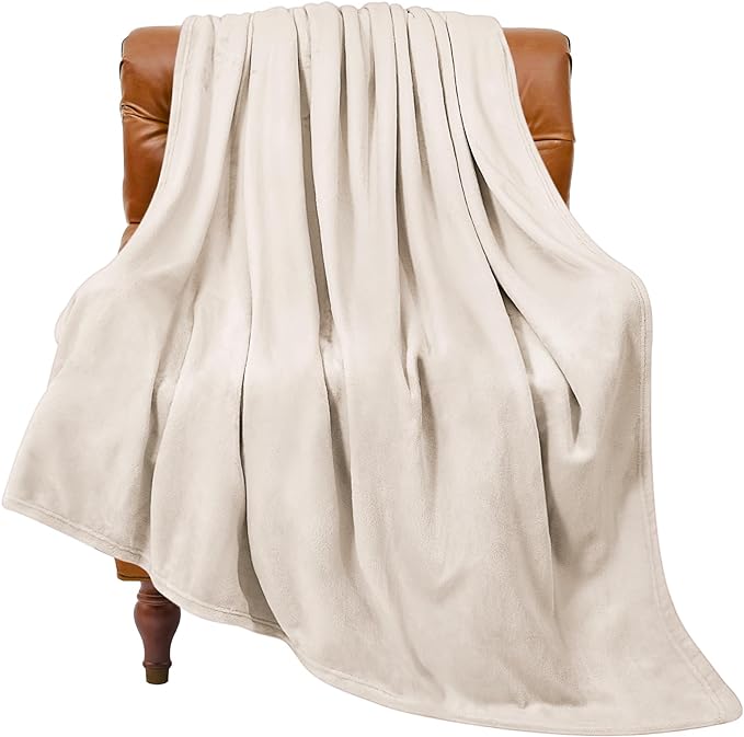 BEDELITE Fleece Blanket Twin Size Beige Throw Blankets by BEDELITE