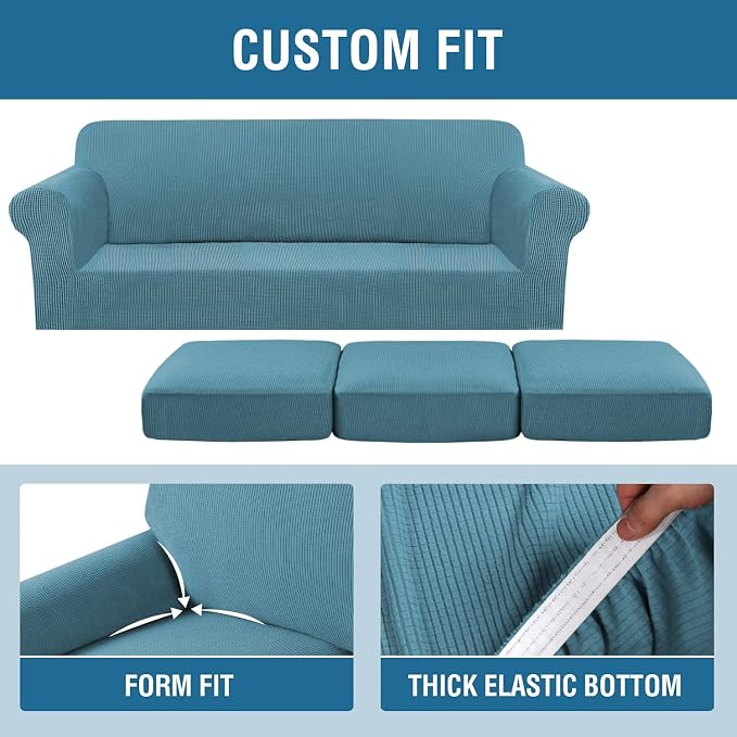 4 Piece Stretch Sofa Covers for 3 Cushion Couch Covers for Living Room - Image 4