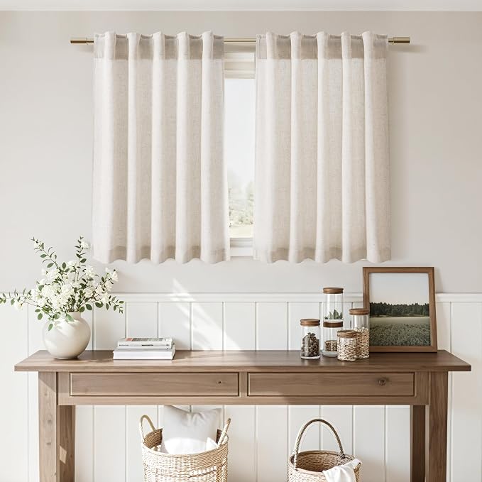 Nanspring 30 Inch Long Beige Curtains - Image 6