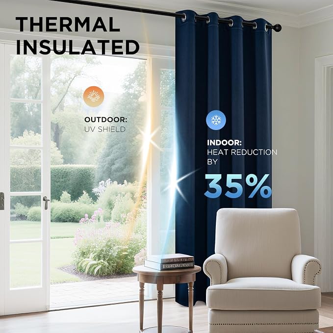 Joydeco Blackout Curtains 72 Inch Length 2 Panels Set, Thermal Insulated Long - Image 4