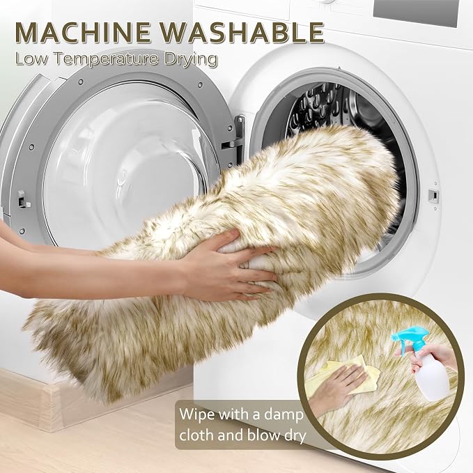 Ciicool Ultra Soft Faux Sheepskin Fur Rug Fluffy Rug - Image 6