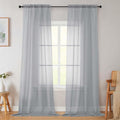 Light Grey Sheer Curtains for Bedroom Living Room 96 Inches Long 2 Panels by WelvetBLK