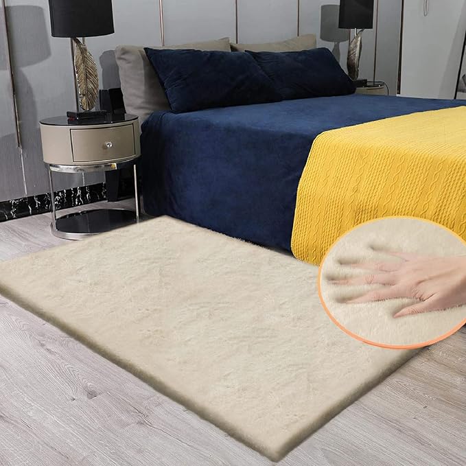 ORINOVA Light Brown Beige Plush Washable Fluffy Area Rugs - Image 2