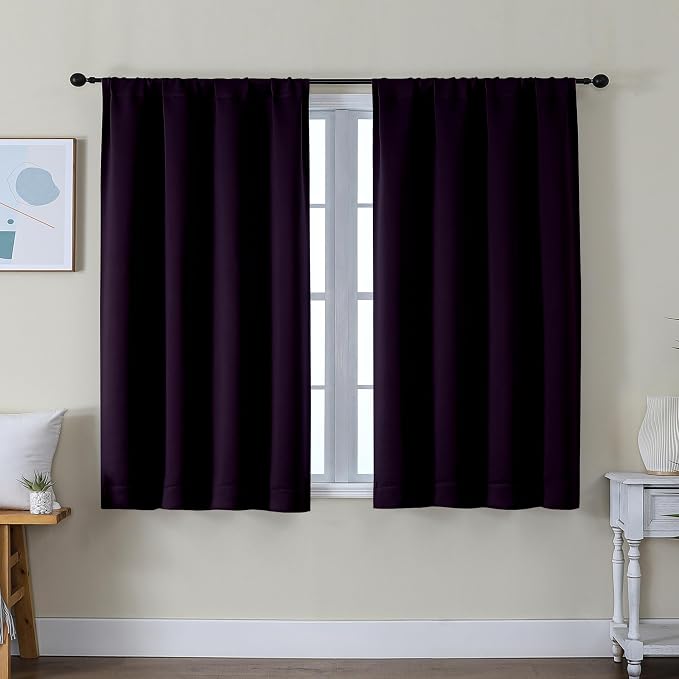 Simplebrand Ava Blackberry Short Blackout Curtains by Simplebrand
