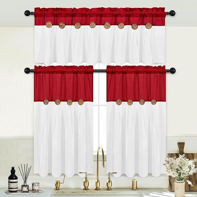 FRAMICS Farmhosue Kitchen Curtains 36 Inch Length, Rustic Cotton Linen Tier - Image 5