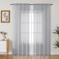 Gwine Light Grey Sheer Curtains 90 Inches Long 2 Panels Set, Light Filtering by Gwine