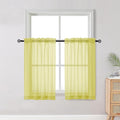 OWENIE Short Lemon Sheer Curtains 36 Inch Length 2 Panels Set, Kitchen Tiers by OWENIE