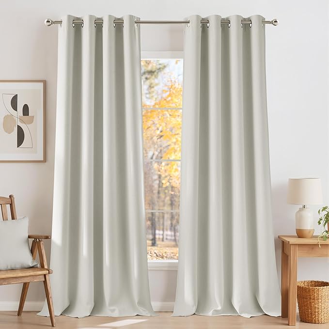 NICETOWN Faux Linen Natural Blackout Curtains 84 inches Long by NICETOWN