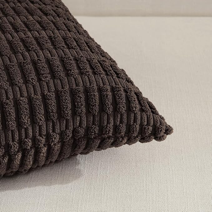 Fancy Homi 4 Packs Boho Dark Brown Decorative Throw Pillow Covers 14x14 Inch - Image 4