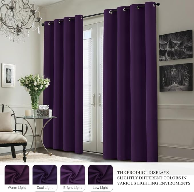 Yakamok 100% Blackout Curtain Panels 63 inches Cold and Light Blocking Drapes - Image 7