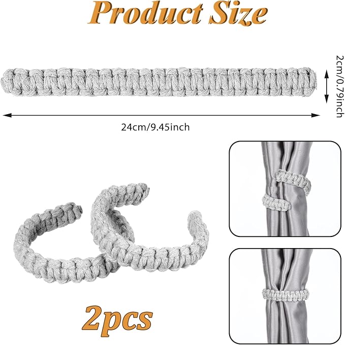 Ptwola 2 Pack Braided Curtain Tiebacks Boho Elegant Rustic Curtain Holdbacks - Image 2