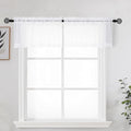 OWENIE White Sheer Curtains for Kitchen Valance Set of 2, Small Short Modern by OWENIE