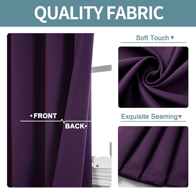 ChrisDowa Blackout Curtains for Bedroom and Living Room 54 Inches Long | 2 - Image 3