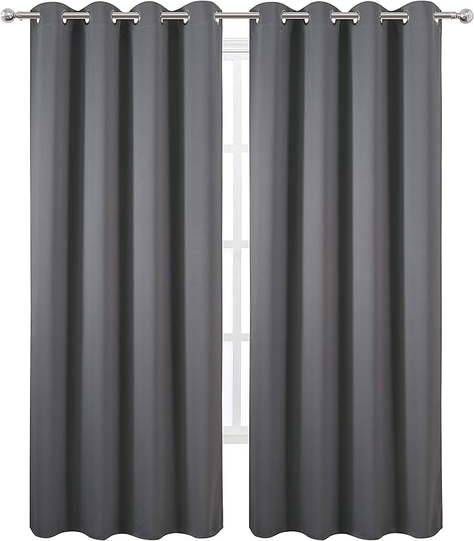 Blackout Curtains 66 x 95 inch/Frost Grey Curtains Set of 2 Panels/Thermal - Image 2