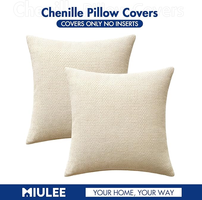 MIULEE Pack of 2 Couch Throw Pillow Covers 20x20 Inch Neutral Cream Modern Boho - Image 7