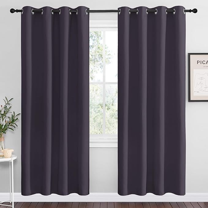 NICETOWN Greyish Purple Blackout Curtains 78 inches Length by NICETOWN