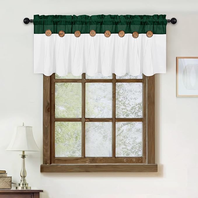 FRAMICS Farmhouse Valance Curtains, Boho Cotton Linen Kitchen Valance, Country - Image 5