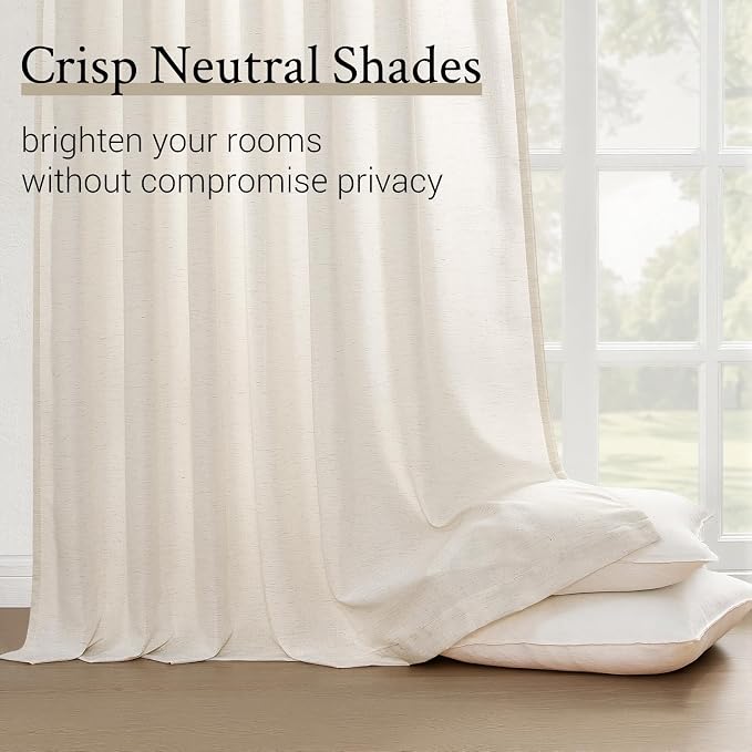 Topfinel 108 Inch Pinch Pleated Curtains 2 Panels, Birch Semi Sheer Curtains - Image 5