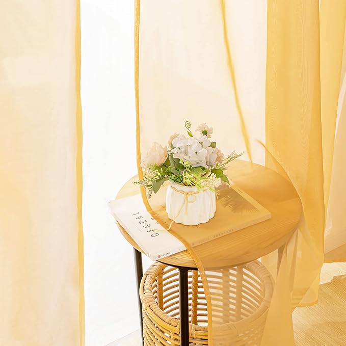MIULEE 2 Panels Solid Color Sheer Window Curtains Elegant Window Voile Fall - Image 6