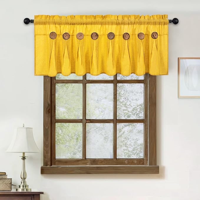 FRAMICS Farmhouse Valance Curtains, Boho Cotton Linen Kitchen Valance, Country - Image 7
