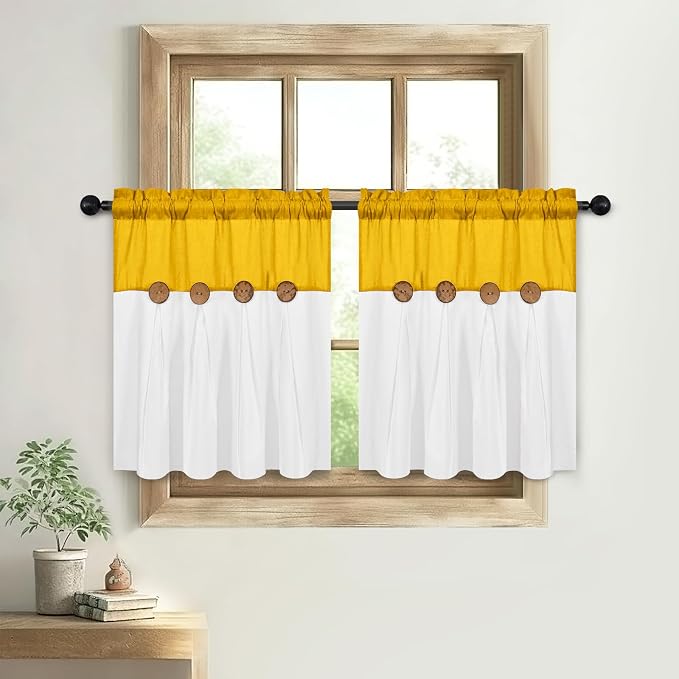 FRAMICS Farmhouse Kitchen Curtains 24 Inch Length, Rustic Cotton Linen Tier - Image 8