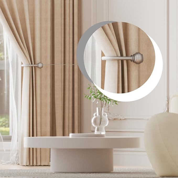 Hion Curtain Holdbacks Silver 2pcs, Curtain Tiebacks Wall Mounted Curtain Hooks - Image 4