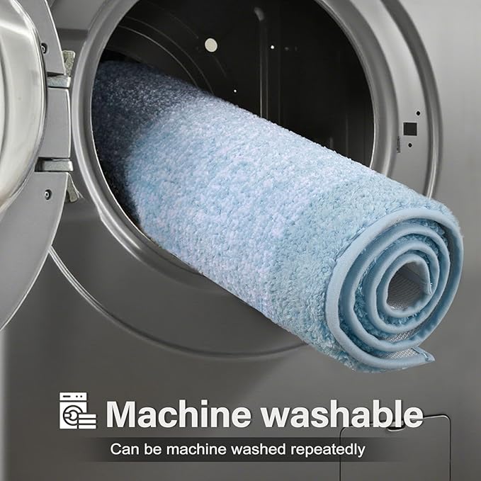 Bathroom Rugs 30x20 Non Slip Washable, Light Blue Bath Mat - Image 9