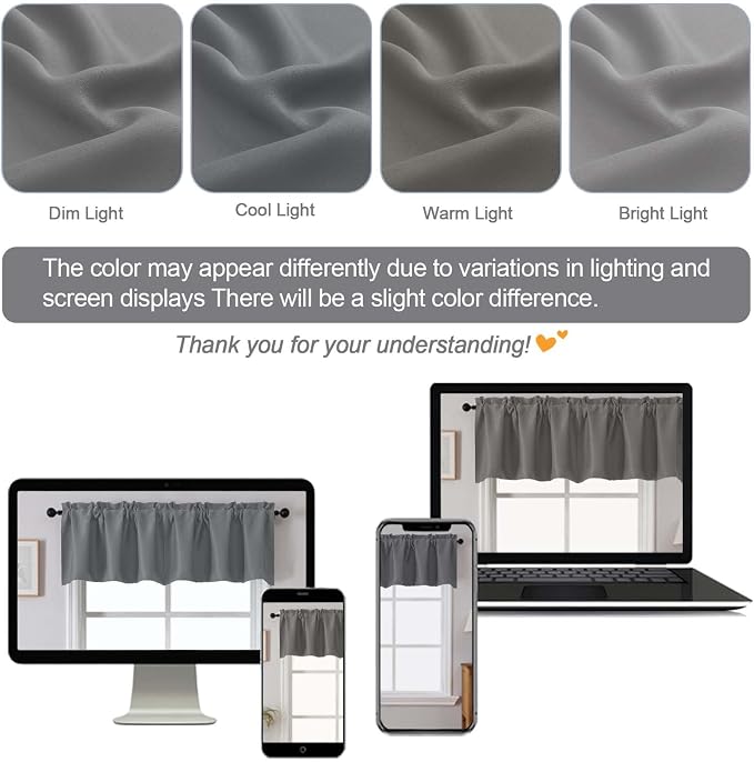 Chyhomenyc Blackout Valances for Windows, Short Window Valance Curtains for - Image 5