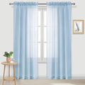 DWCN Sky Blue Sheer Curtains Semi Transparent Voile Rod Pocket Curtains by DWCN