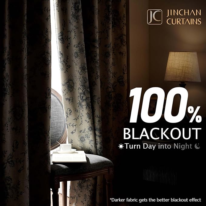 jinchan Blackout Floral Curtains - Image 2