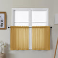 Gwine Gold Sheer Curtain Tiers 24 Inch Length, Light Filtering Voile Short by Gwine