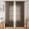 Chocolate Sheer Curtains 84 Inches Long 2 Panels, Soft Light Filtering Curtains by WelvetBLK