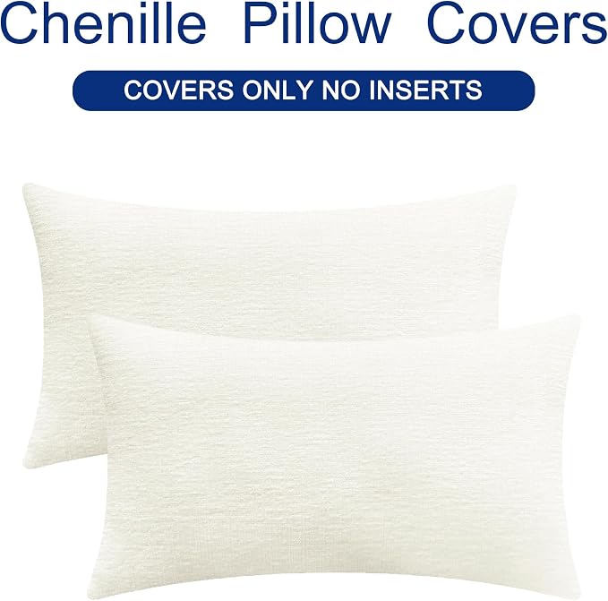 CaliTime Throw Pillow Covers Decorative 12 X 20 Inches Pack of 2 Cozy Chenille - Image 6