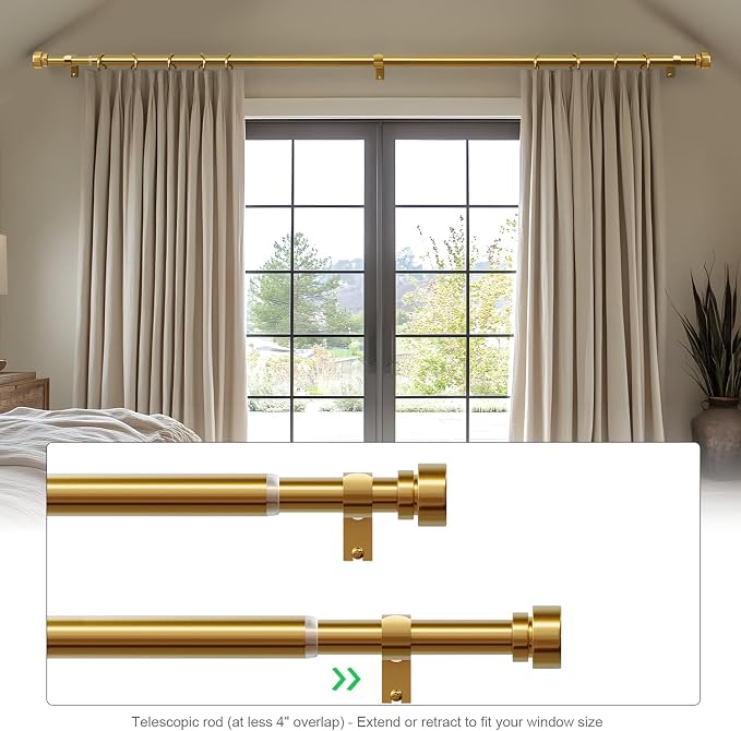 Lootkell 2 Pack Gold Curtain Rods Set - Image 4