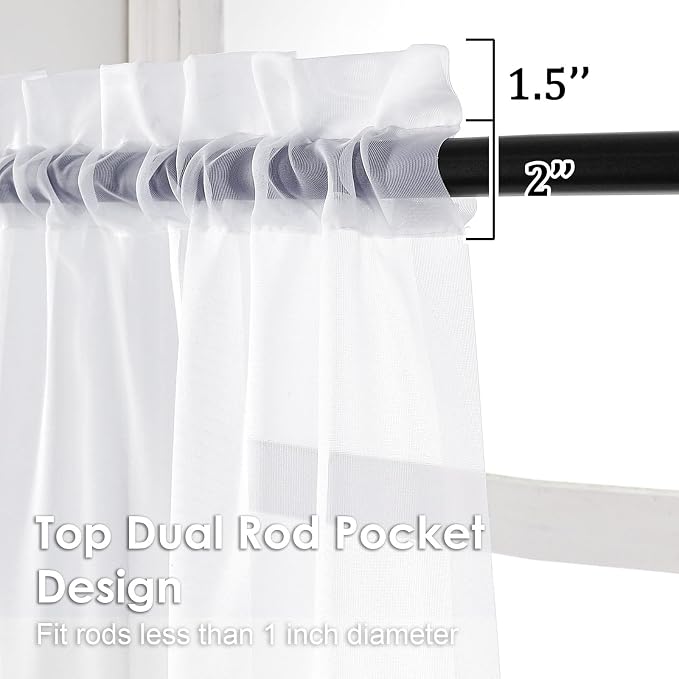 OVZME White Sheer Curtains 78 Inches Long 2 Panels - Image 3