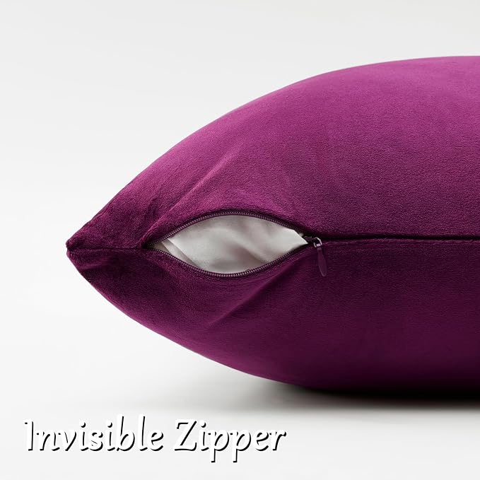 GIGIZAZA Velvet Pillow Covers 16x16 Decorative Pillows Pack of 2 Purple | Throw - Image 4