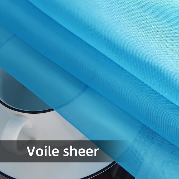youleyar Solid Sheer Rod Pocket Curtain Voile Draperies 2 Panels White Beige - Image 6