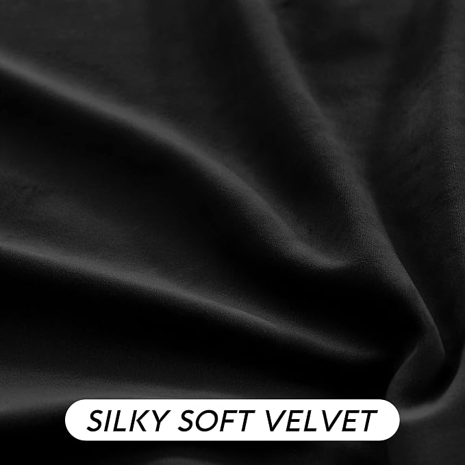 RYB HOME Black Velvet Curtains 96 inch, W52 x L96 inch, 2 Panels - Image 7