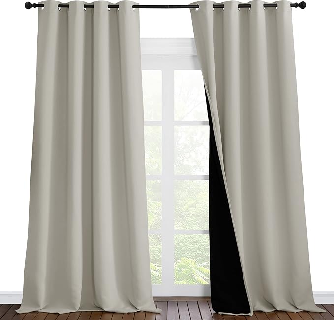 NICETOWN Full Shading Curtains for Windows, Super Heavy-Duty Black Lined by NICETOWN