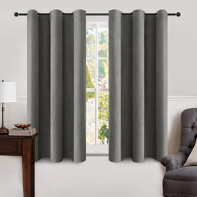 MIULEE Linen Blackout Curtains and Drapes 100% Room Darken Thermal Insulated by MIULEE