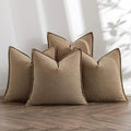 MIULEE Khaki Linen Pillow Covers Pack of 4 Decorative Natural Solid Throw by MIULEE