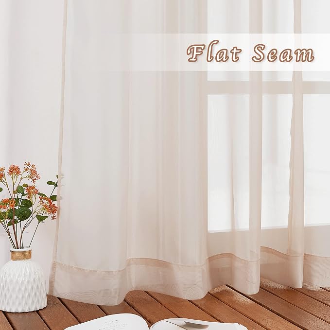 NICETOWN Voile Taupe Sheer Curtains 84 Inches Long, Grommet Airy & Lightweight - Image 7