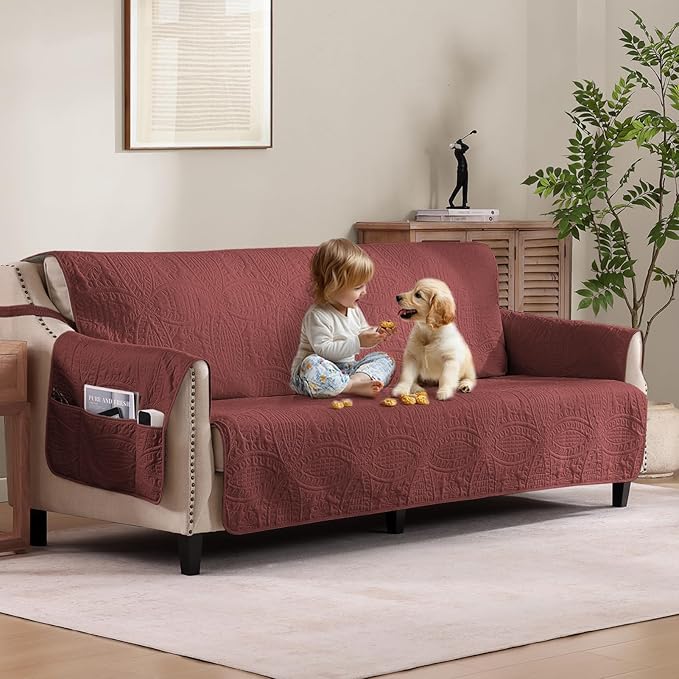 Quilted Grand Sofa Covers Washable, Couch Cover by Pamhaven