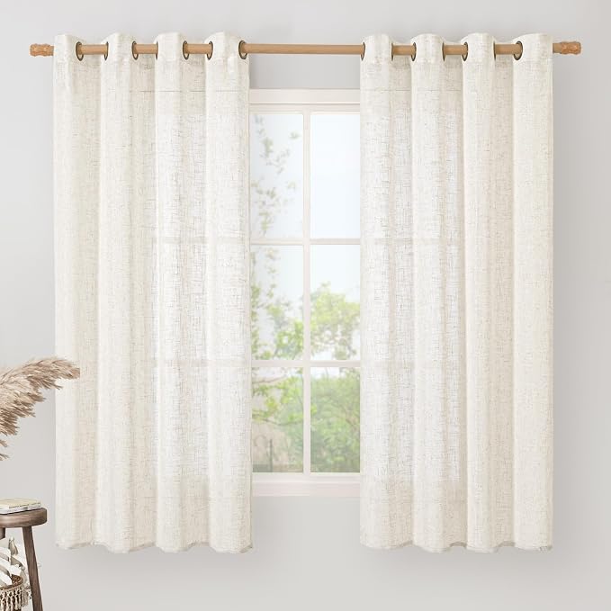 LAMIT Sheer Linen Curtains 63 inches Long by LAMIT
